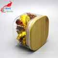 High Borosilicate Sealed Square Shape Glass Storage Jar With Bamboo Lid Storage-147RL